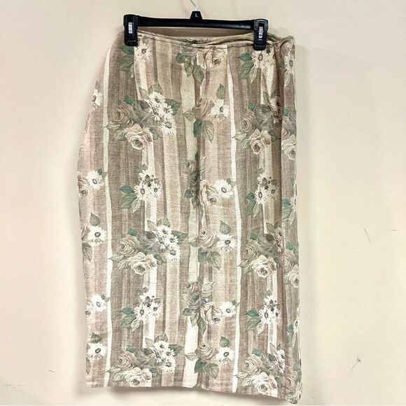 Vintage express linen floral print wrap skirt. Size 13/14 - Picture 4 of 8